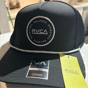 RVCA Black Hat with White Logo and Trim